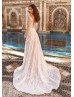Long Sleeves Beaded Ivory Lace Tulle Luxurious Wedding Dress